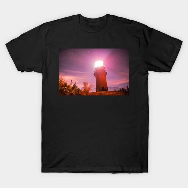 Starry Sky over the Gay Head lighthouse Aquinnah MA Cape Cod Martha's Vineyard T-Shirt by WayneOxfordPh